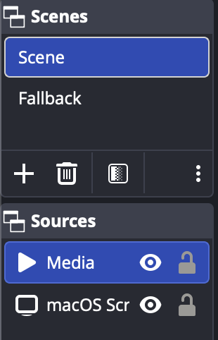 OBS scenes imported for a remote feed and fallback